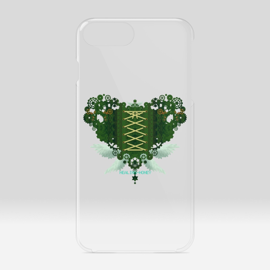 「歯車(heart・G/グリーン)」iPhoneクリアスマートフォンケース