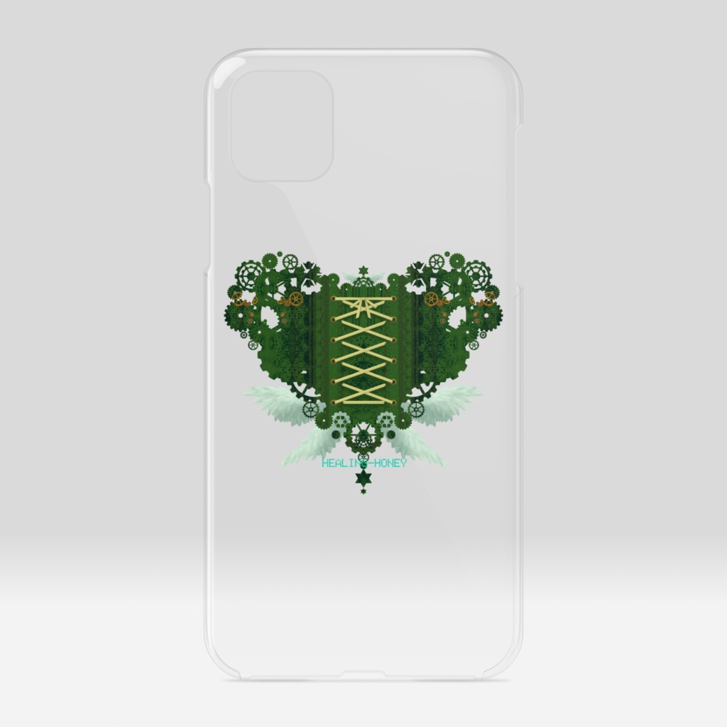 「歯車(heart・G/グリーン)」iPhoneクリアスマートフォンケース