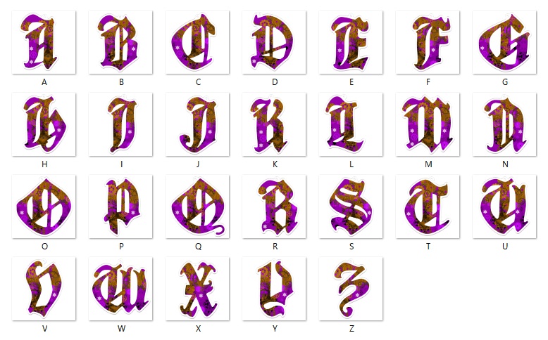 【紫】アルファベット型アクリルキーホルダー全26文字