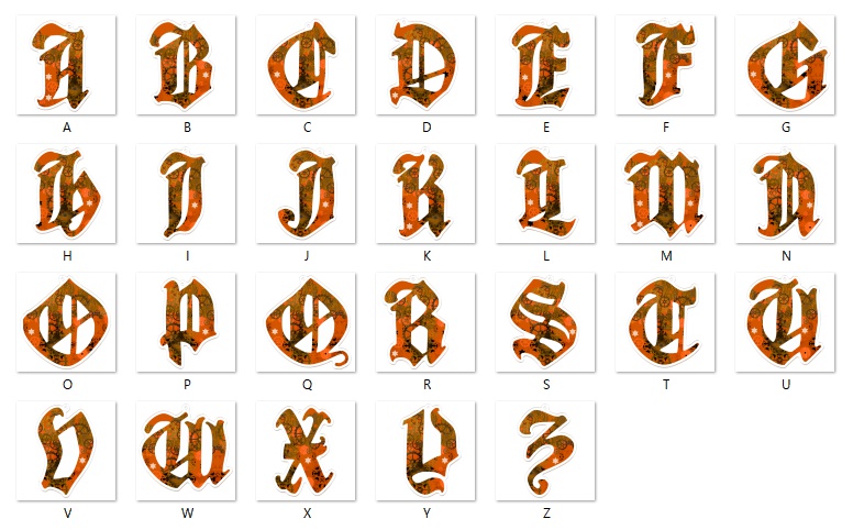 【橙】アルファベット型アクリルキーホルダー全26文字