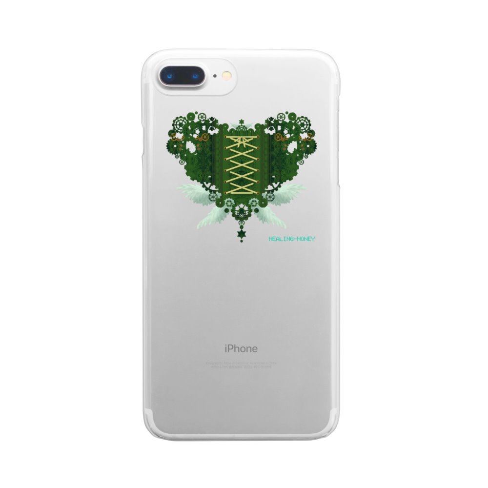SE&X追加!受注生産「歯車(heart・G/グリーン)」iPhone各種クリアスマートフォンケース