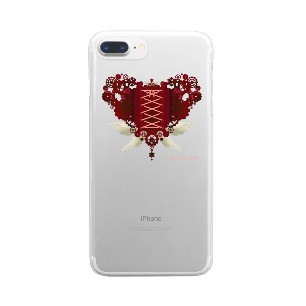 SE&X追加!受注生産「歯車(heart・R/レッド)」iPhone各種クリアスマートフォンケース
