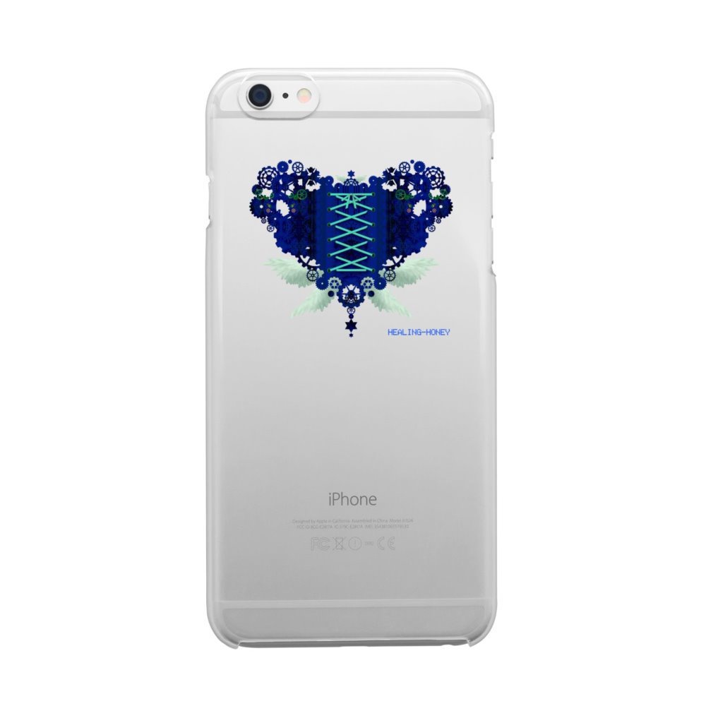 SE&X追加!受注生産「歯車(heart・B/ブルー)」iPhone各種クリアスマートフォンケース