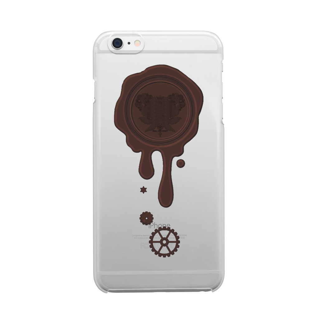 SE&X追加!受注生産「ビターチョコ」蝋封風ロゴモチーフiPhone各種クリアスマートフォンケース