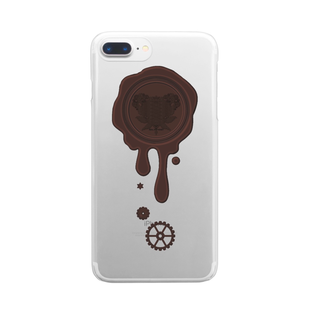 SE&X追加!受注生産「ビターチョコ」蝋封風ロゴモチーフiPhone各種クリアスマートフォンケース