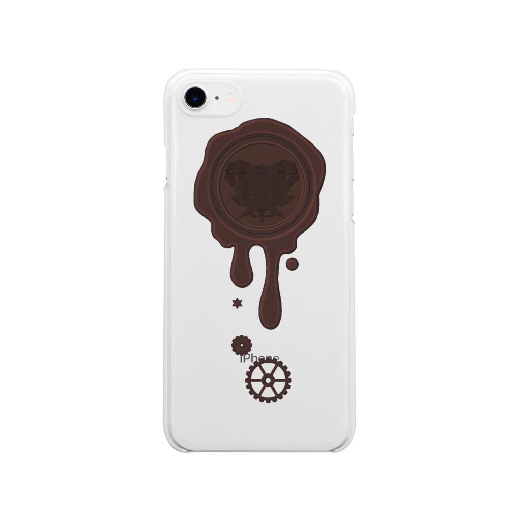 SE&X追加!受注生産「ビターチョコ」蝋封風ロゴモチーフiPhone各種クリアスマートフォンケース