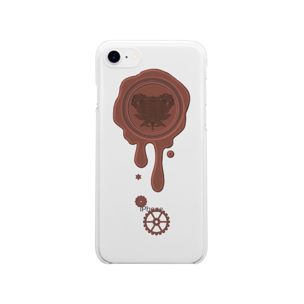 SE&X追加!受注生産「ミルクチョコ」蝋封風ロゴモチーフiPhone各種クリアスマートフォンケース