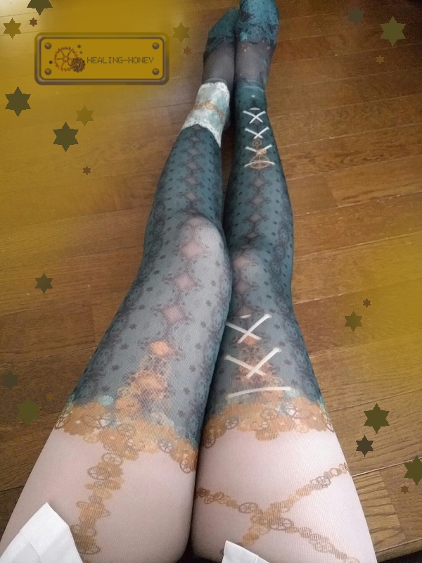 「翌月発送分予約」スチームパンク風オリジナルタイツ★歯車的乙女(ver.碧翠)