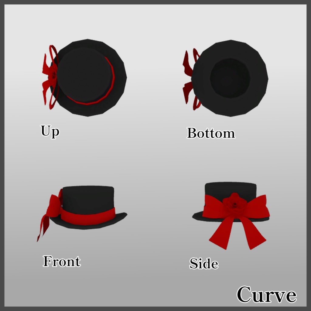 【3Dモデル】大きいリボンなシルクハット