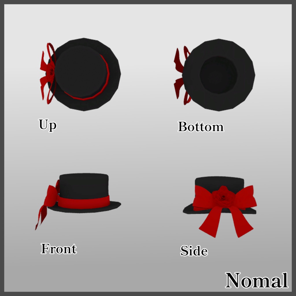 【3Dモデル】大きいリボンなシルクハット