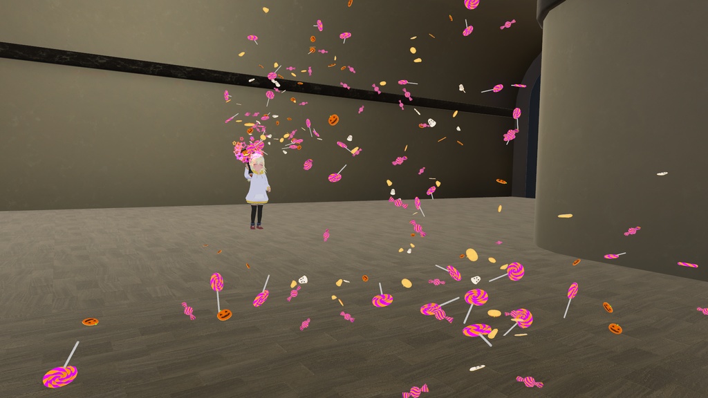 【3Dモデル】振るとお菓子が飛び出す!ハロウィンなかぼちゃの杖【VRC想定】