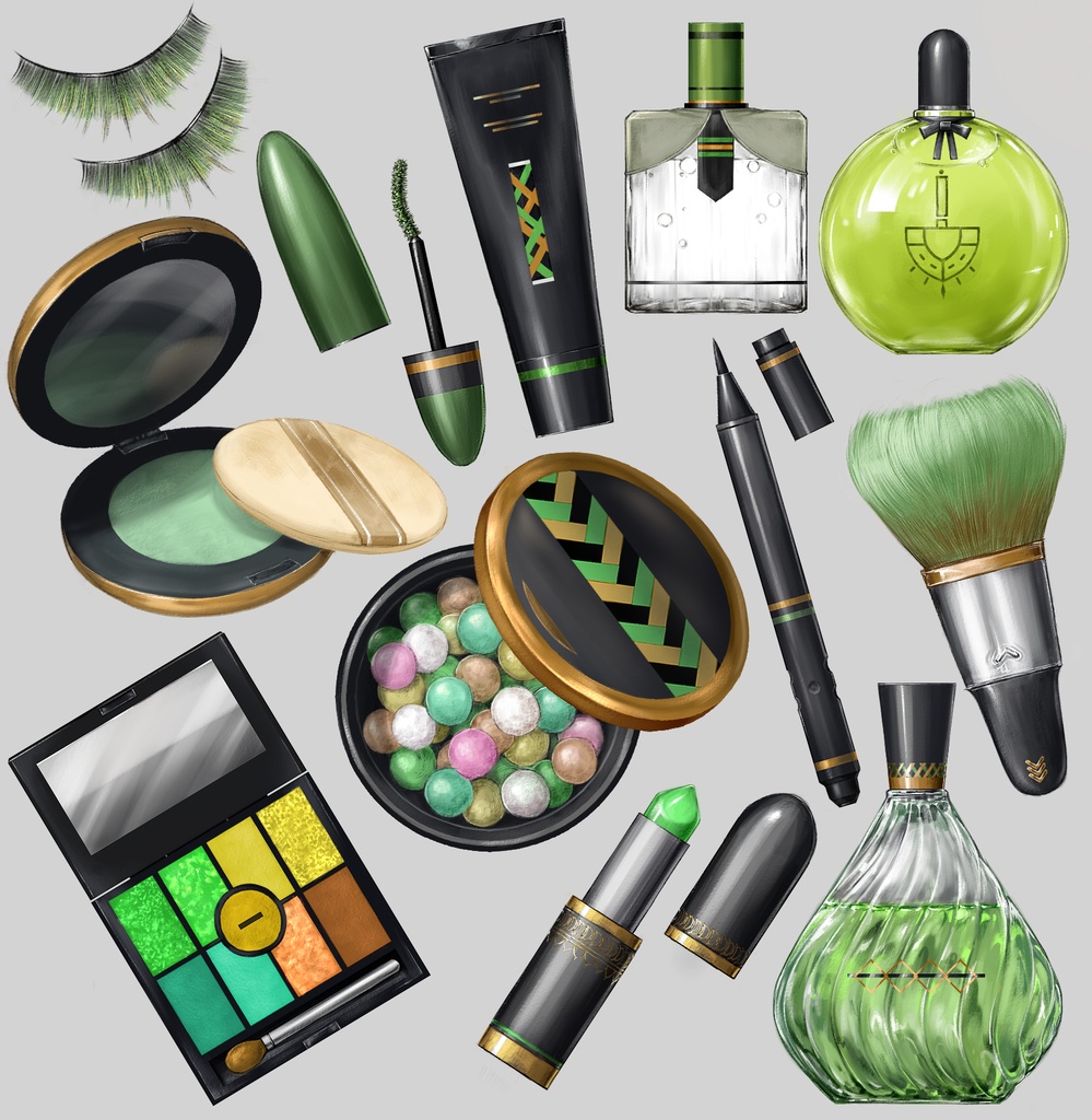 おまけ付小物入れポーチ💚四ッ谷やえモチーフ化粧品&香水