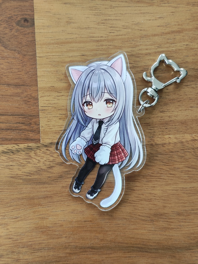 オルにゃんつままれアクリルキーホルダー白