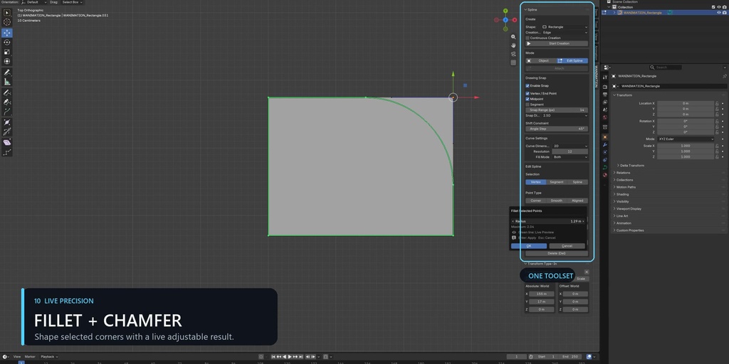 【Blender 5.2対応アドオン】WANIMATION Spline|カーブ・スプライン作成/編集ツール