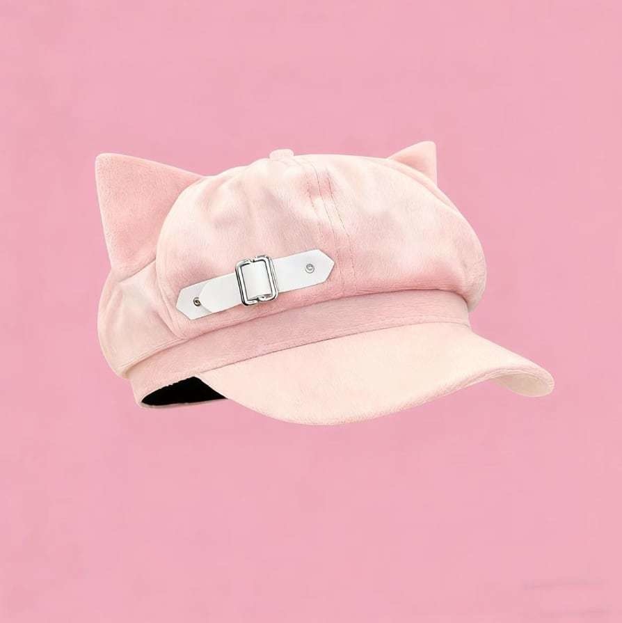ゆめかわ♡全4カラー ベルト付き猫耳キャップ komono9