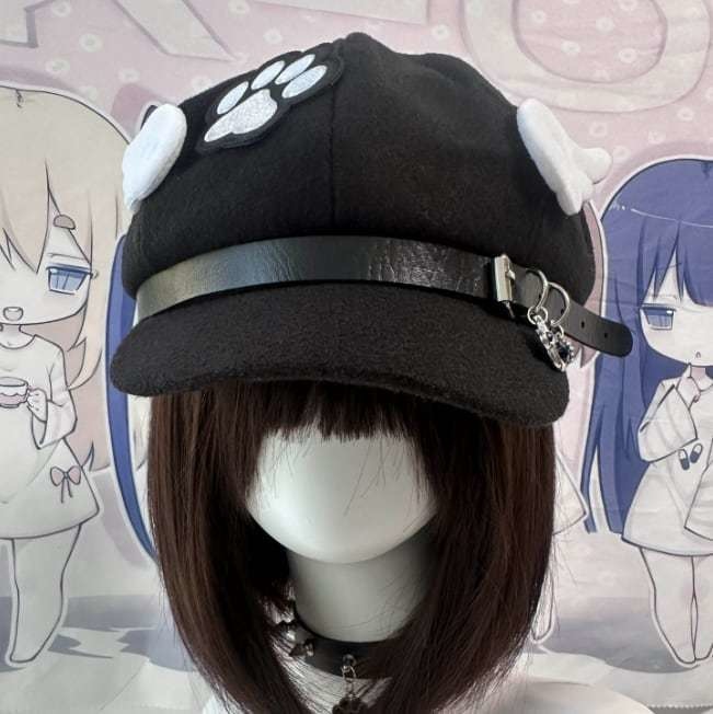 ゆめかわ♡全2カラー サブカル系肉球付きベレー帽 komono4