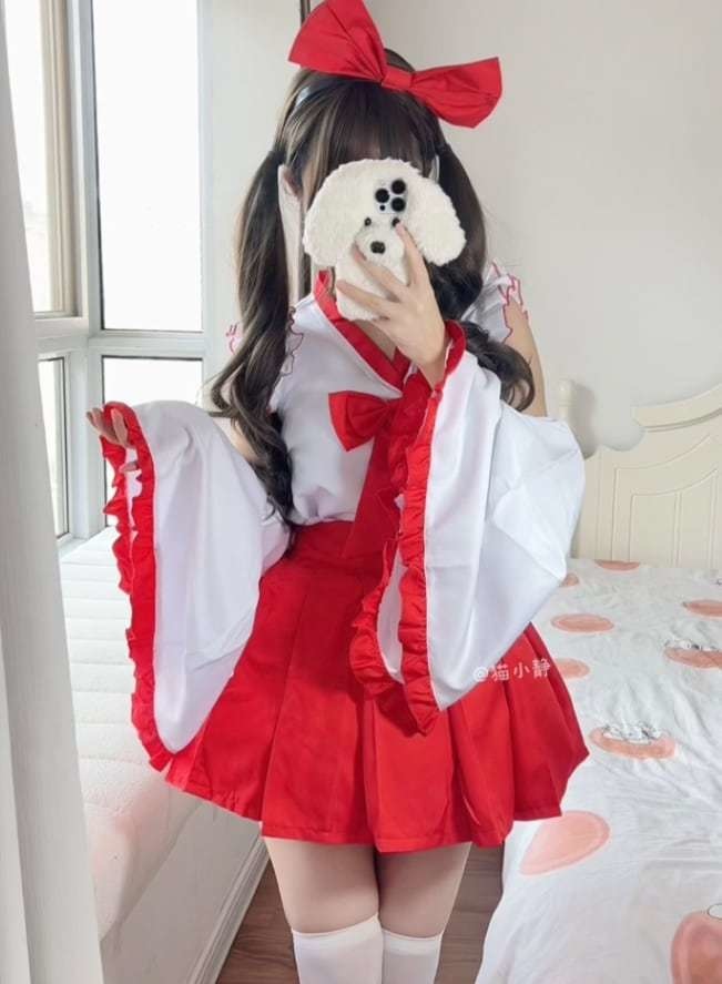 送料無料♡巫女さん風メイド服セット kos59★