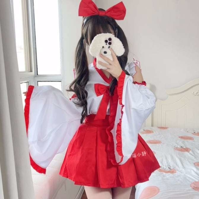 送料無料♡巫女さん風メイド服セット　kos59★