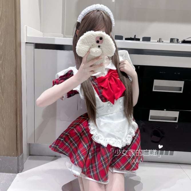 ゆめかわ♡レッドリボン付きメイド服セット kos30★