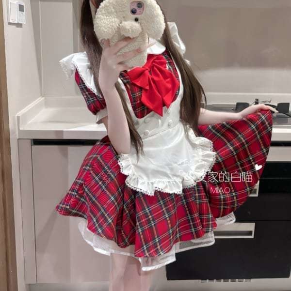 ゆめかわ♡レッドリボン付きメイド服セット　kos30★
