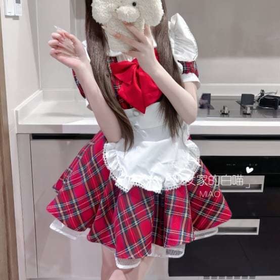 ゆめかわ♡レッドリボン付きメイド服セット kos30★