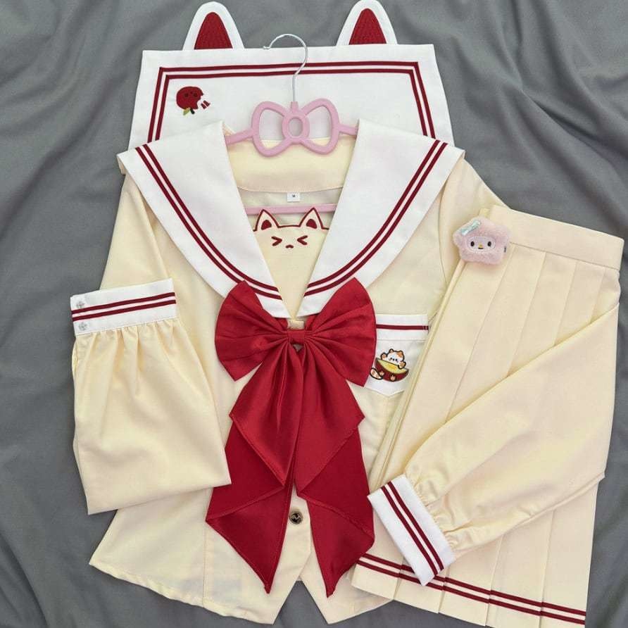 送料無料♡クリームイエローねこちゃんセーラー服 seifuku72