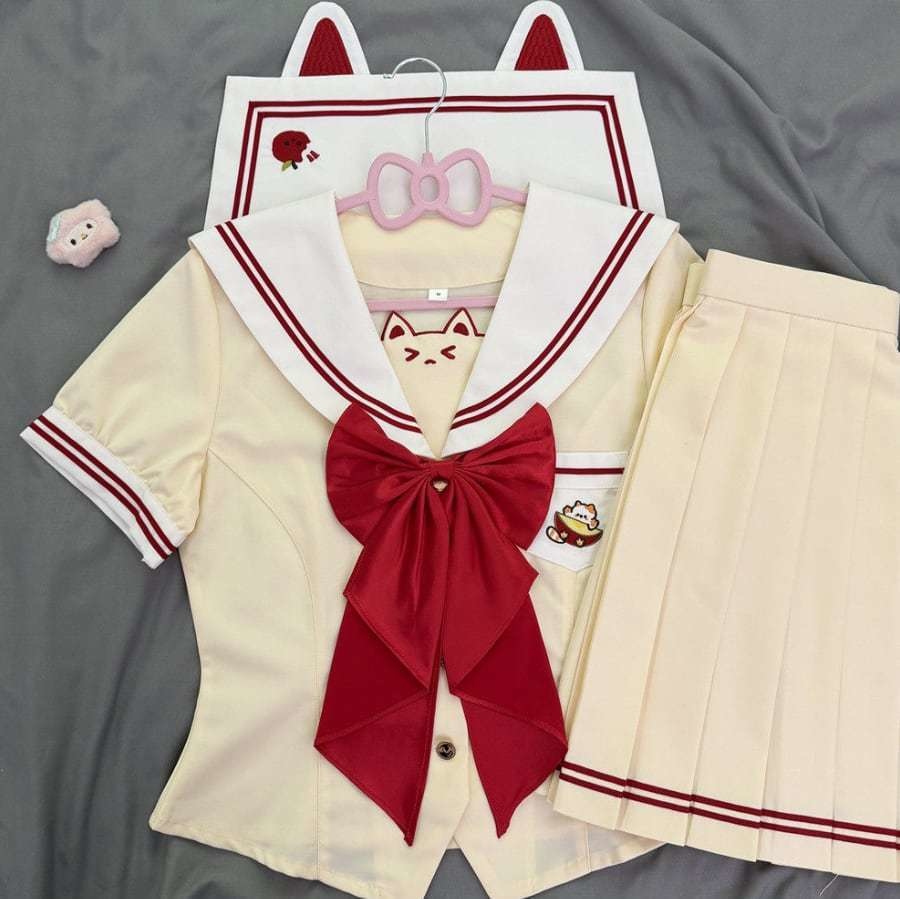 送料無料♡クリームイエローねこちゃんセーラー服 seifuku72
