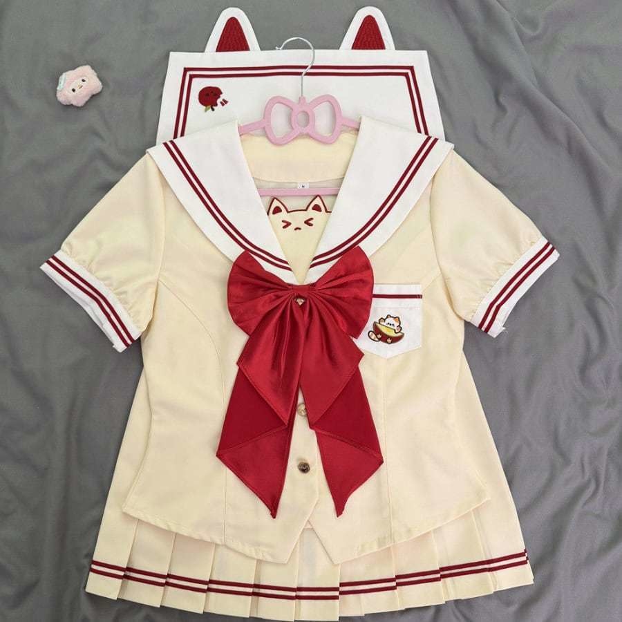 送料無料♡クリームイエローねこちゃんセーラー服 seifuku72