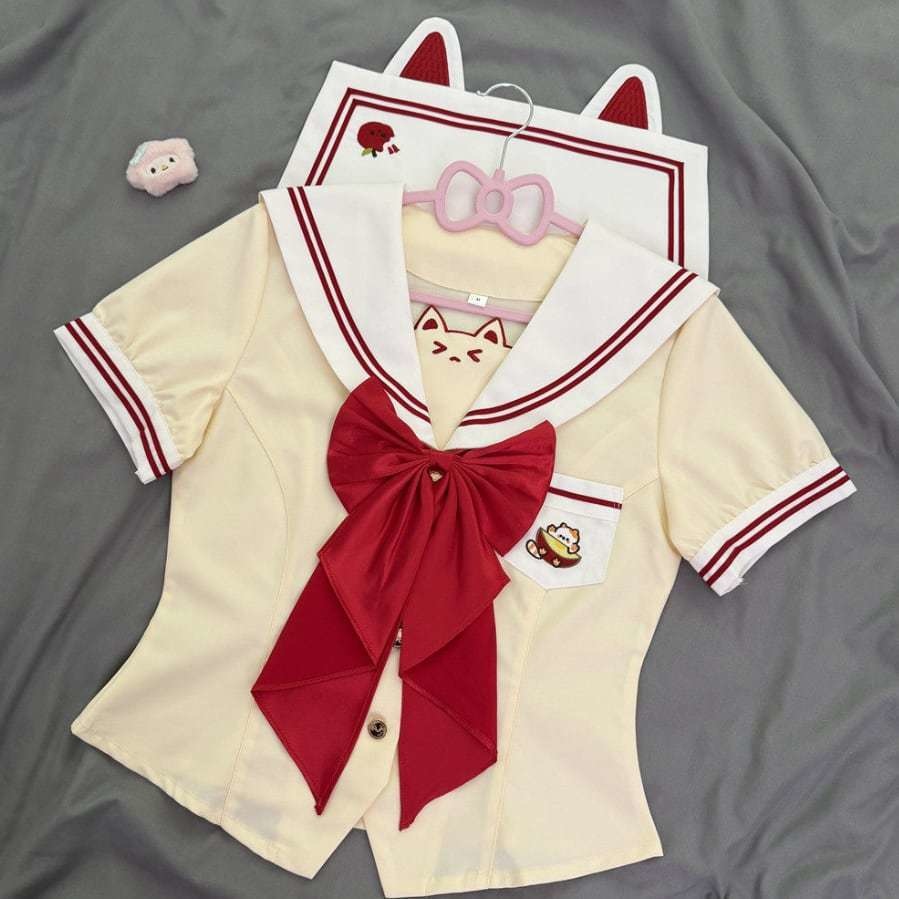 送料無料♡クリームイエローねこちゃんセーラー服 seifuku72