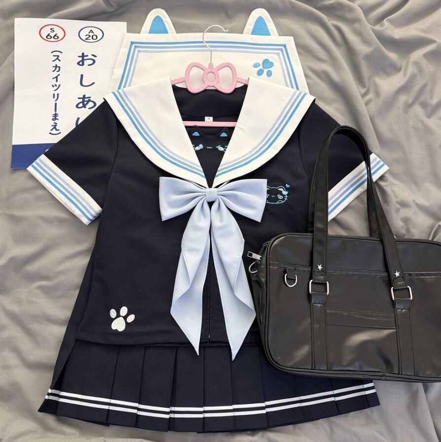 ゆめかわ♡全2カラー 選べる袖丈♪ねこねこセーラー服 seifuku69