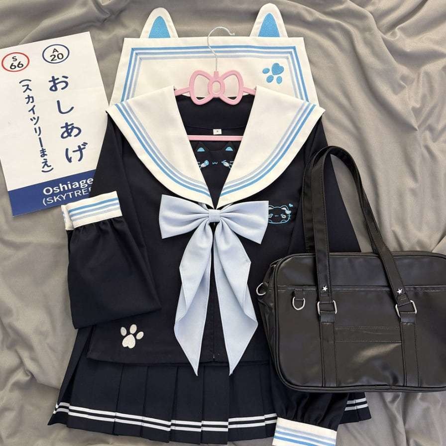 ゆめかわ♡全2カラー 選べる袖丈♪ねこねこセーラー服 seifuku69