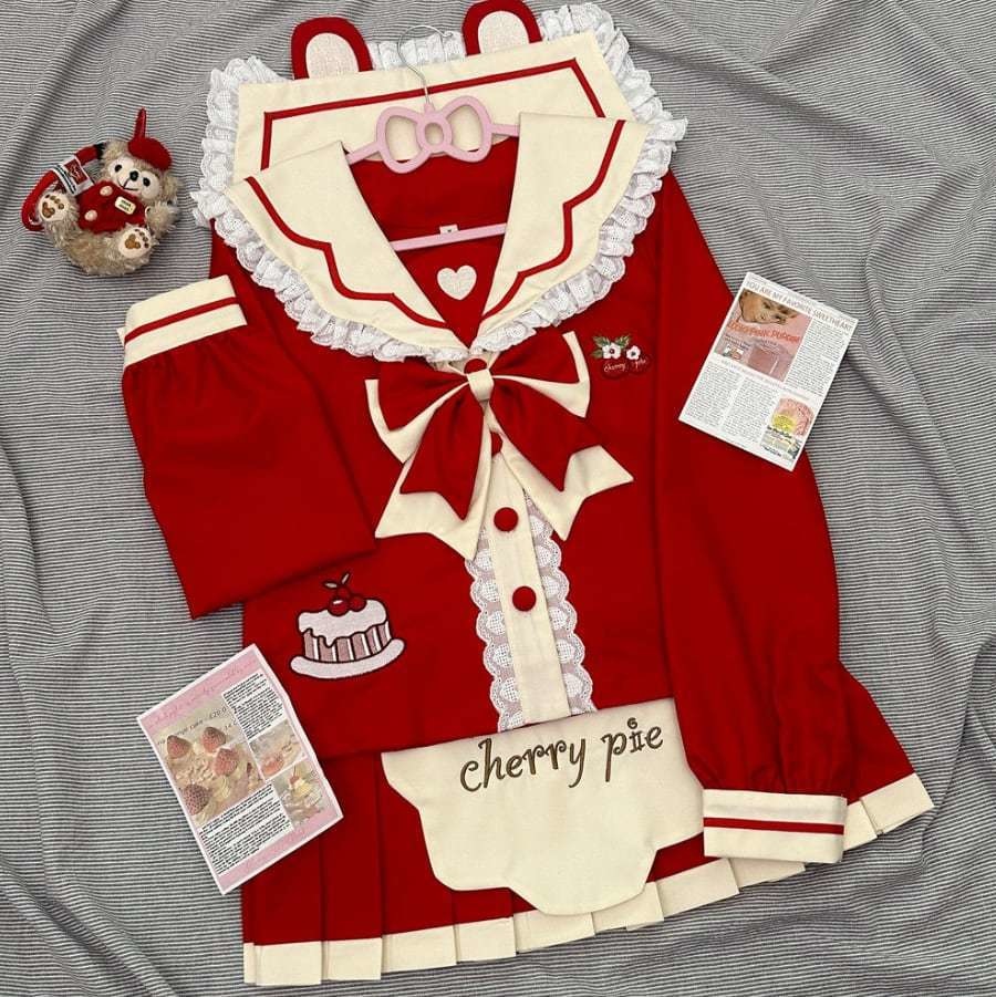 送料無料♡選べる袖丈♪エプロン付きチェリーケーキセーラー服 seifuku75