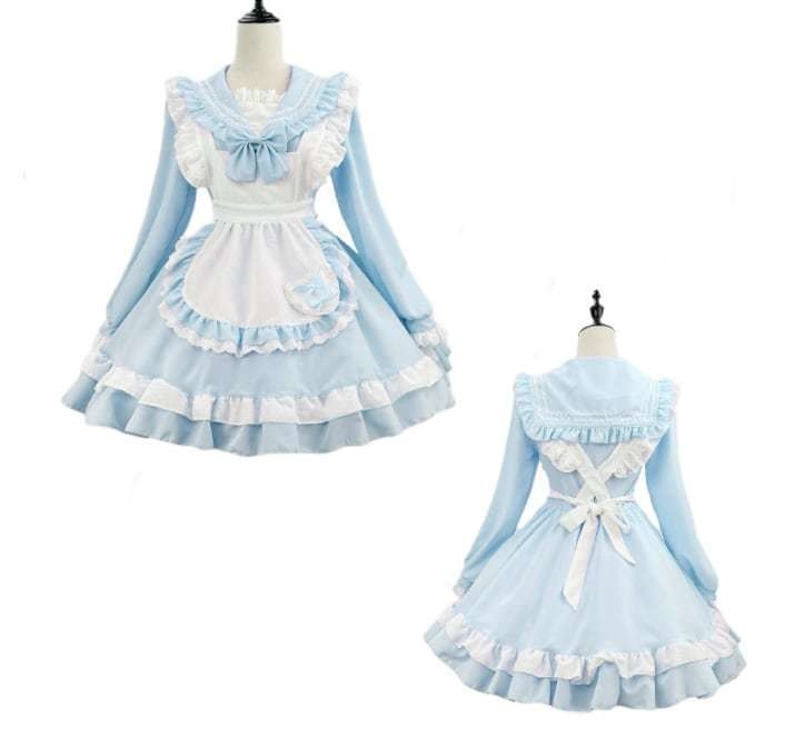 送料無料♡全2カラー セーラー襟メイド服 wanpi54★