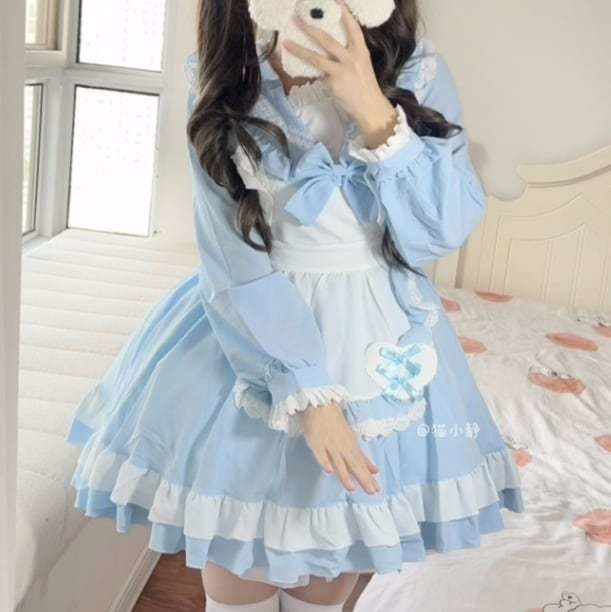 送料無料♡全2カラー セーラー襟メイド服 wanpi54★