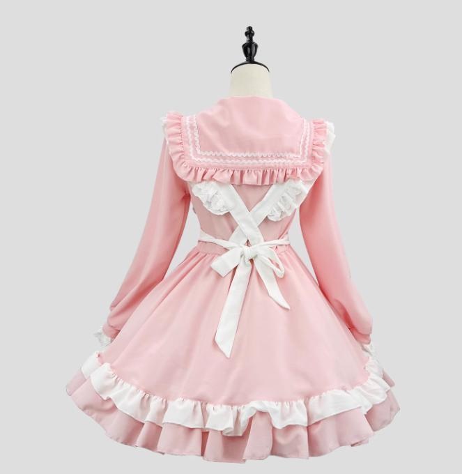 送料無料♡全2カラー セーラー襟メイド服 wanpi54★