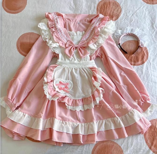 送料無料♡全2カラー セーラー襟メイド服 wanpi54★