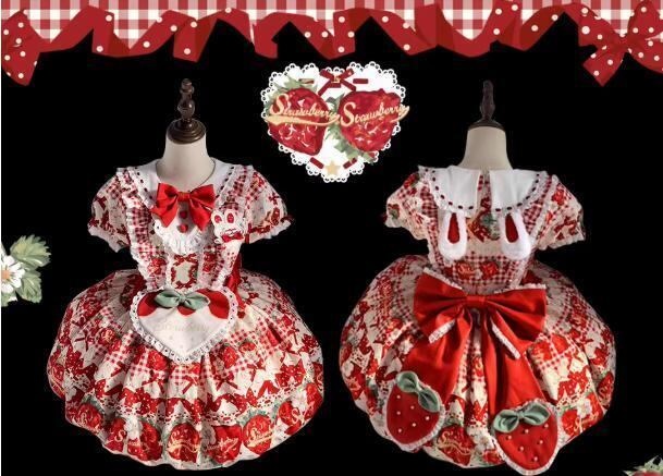 送料無料♡全2カラー うさ耳ブラウス&いちごJSKコンプリートセット set56★
