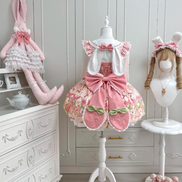 送料無料♡全2カラー うさ耳ブラウス&いちごJSKコンプリートセット set56★