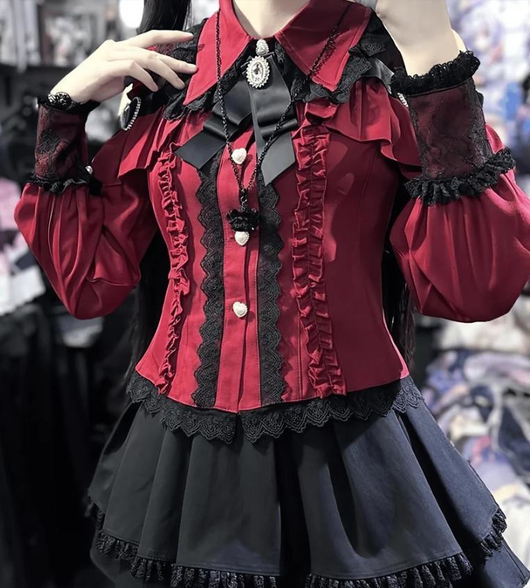 送料無料♡全3カラー 地雷系オフショルセットアップ set8★