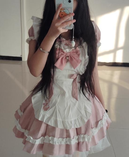 送料無料♡ハートエプロン付きフリルメイド服 kos70★