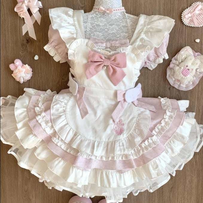 送料無料♡ハートエプロン付きフリルメイド服　kos70★