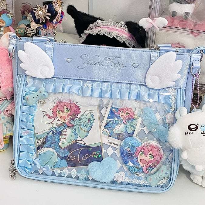 送料無料♡全２カラー　天使の羽付きサテン痛バッグ　bag17