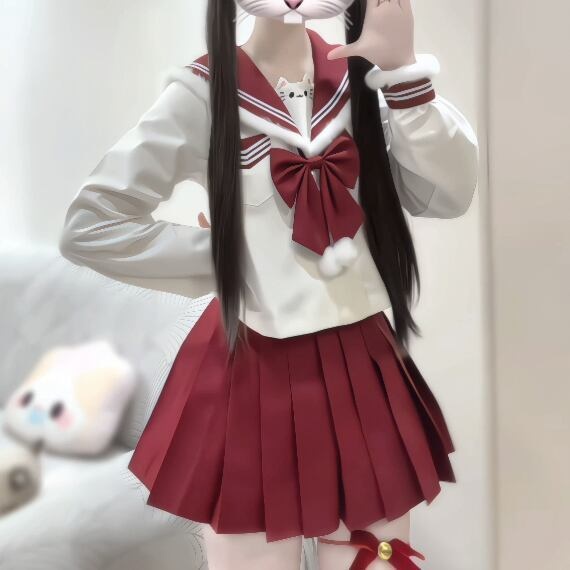 送料無料♡ボンボン付きねこねこセーラー服 seifuku65