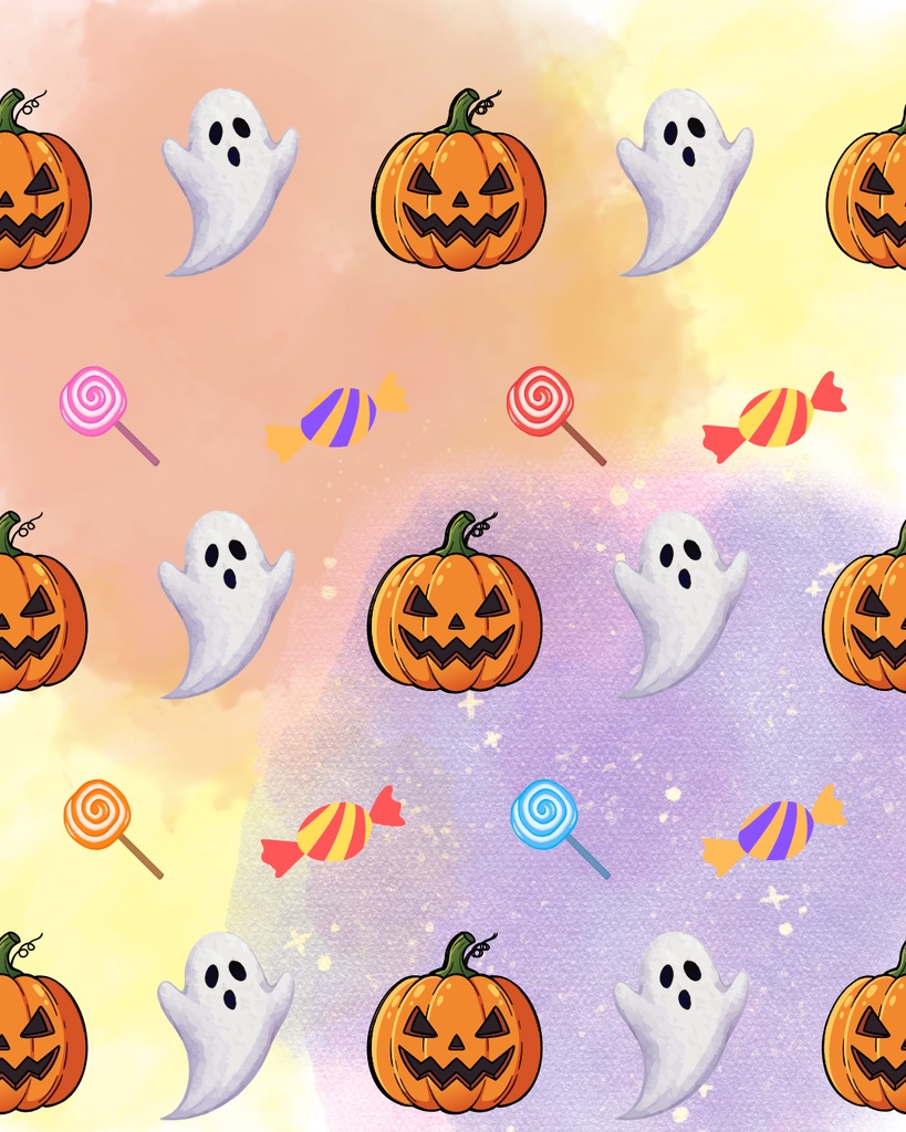 ハロウィン背景デジタルペーパ～かぼちゃお化けキャンディ～