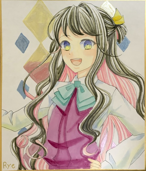 艦これ長波手描きイラスト水彩画。色紙中サイズ