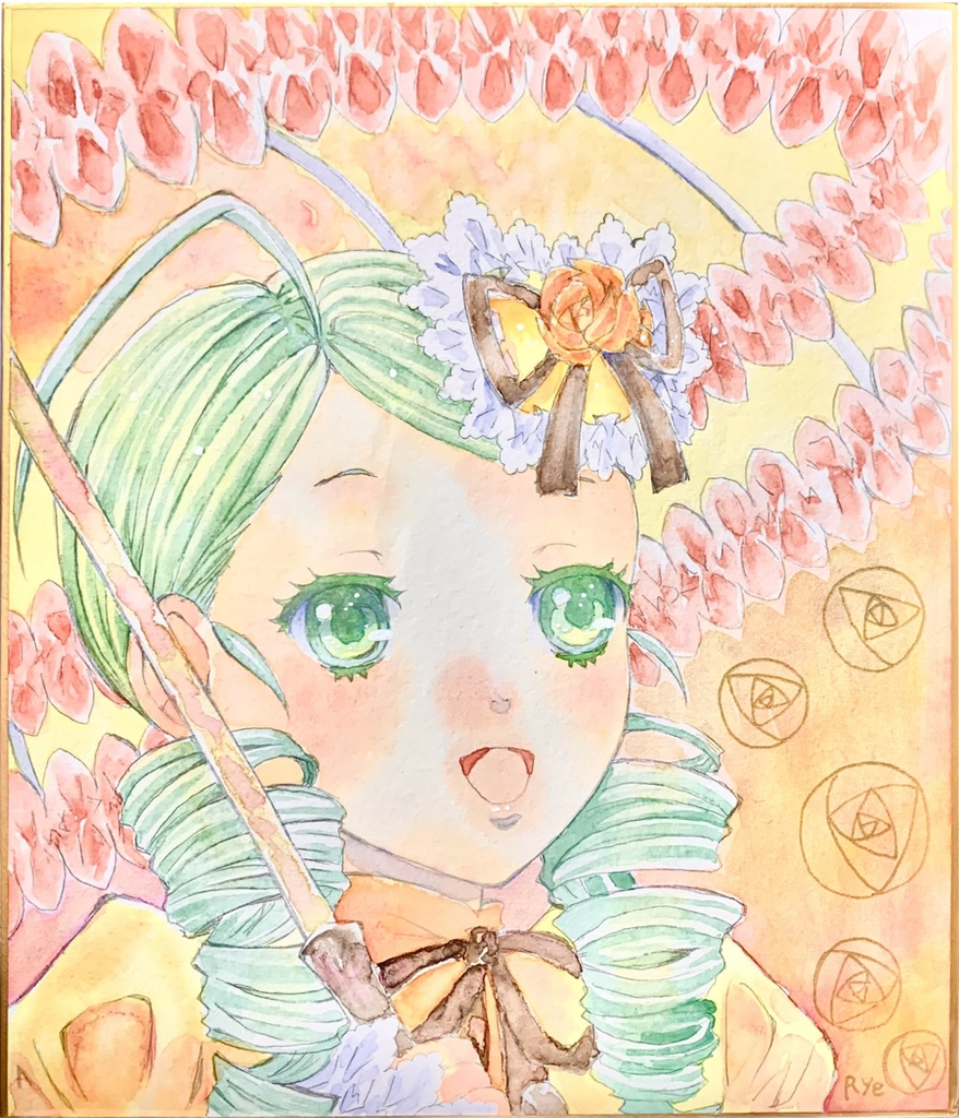 ローゼンメイデン手描きイラスト水彩画。色紙中サイズ