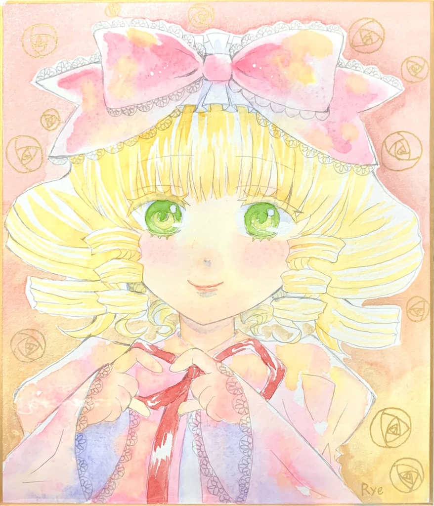 ローゼンメイデン手描きイラスト水彩画。色紙中サイズ