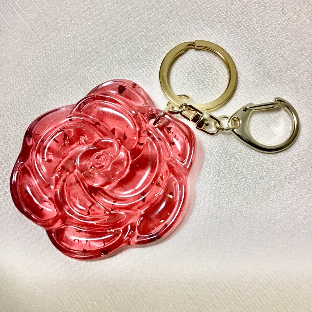 推しカラー二重リング付き薔薇ナスカンチャーム