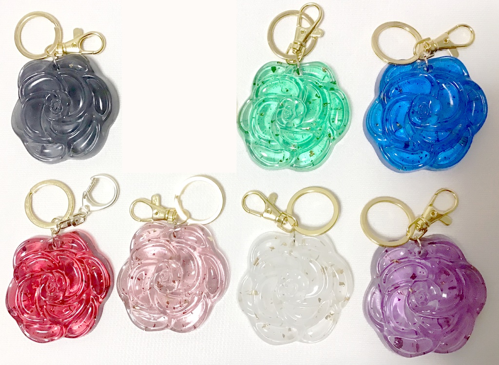 推しカラー二重リング付き薔薇ナスカンチャーム