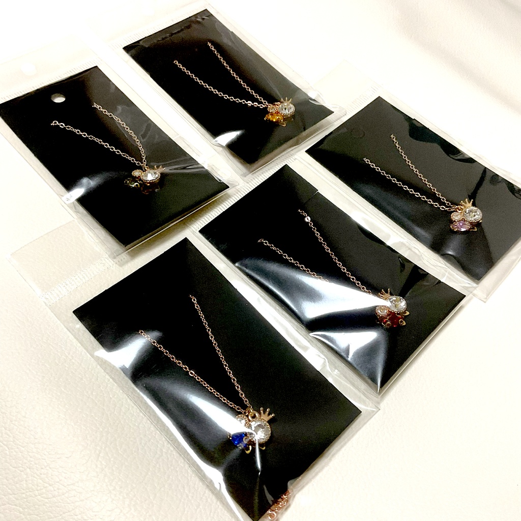 推しカラークラウンネックレスピンクゴールドチェーン